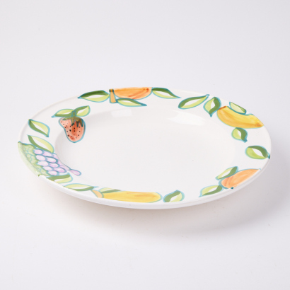 A Large Hand Painted Portuguese Made Ceramic Fruit Bowl