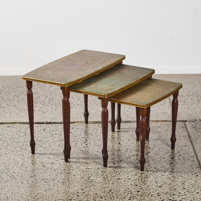 A Trio of Vintage Copper Top Nesting Tables