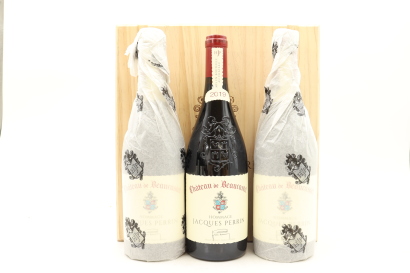 (3) 2019 Chateau de Beaucastel Chateauneuf-du-Pape Grand Cuvee Hommage a Jacques Perrin, Rhone [JR18.5] [WS98] (OWC)