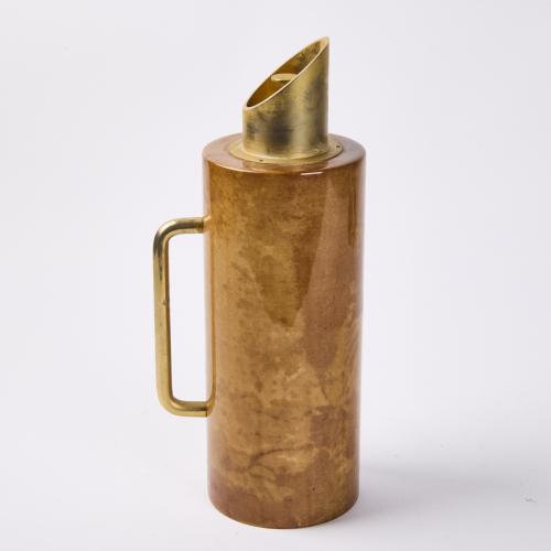 A Brass and Brown Goatskin Thermos Carafe by Aldo Tura