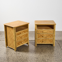 A Pair Rattan Bedside Drawers