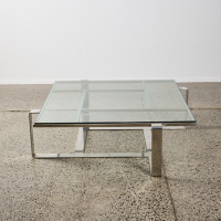 A Modernist Steel And Glass Coffee Table