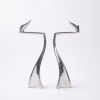 A Pair Of Matthew Hilton Swan Polished Aluminium Candlesticks - 2