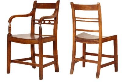 A Set of Eight Walnut Dining Chairs