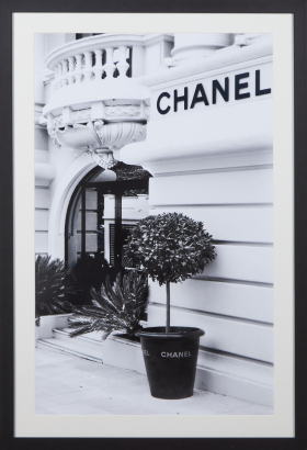 A Chanel Black and White Storefront Print