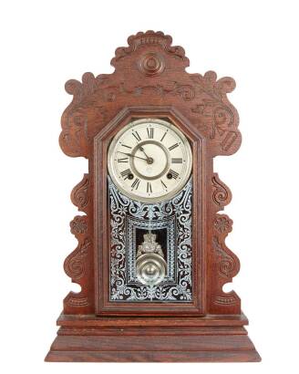 An American Ansonia Eight Day Gingerbread Shelf Clock