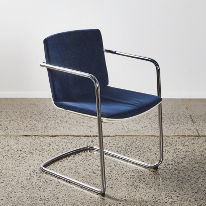 A Wilkhahn Cantilever Chair with Navy Upholstery