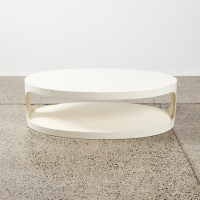 An Oval Mid-Century Coffee Table In White Lacquer