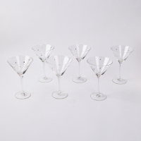 A Set Of Six Martini Glasses With Gold Stars