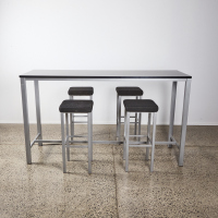 A Contemporary Bar Leaner with Four Stools