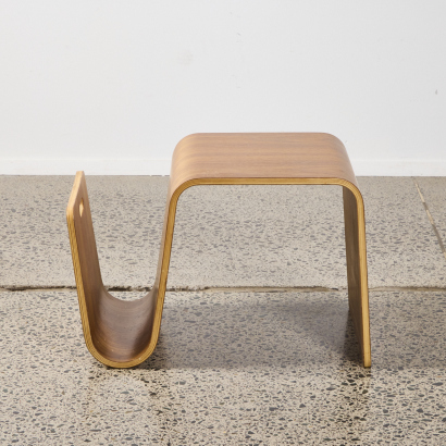 A Walnut Veneer Offi Magazine Rack and Side Table