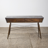 An Industrial Two Drawer Console Table