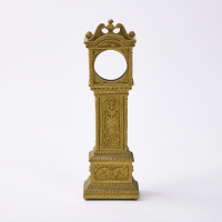 A Grandfather Clock Stand In Cast Metal Gold Colourway