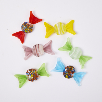 A Set of Six Glass Handmade Sweets