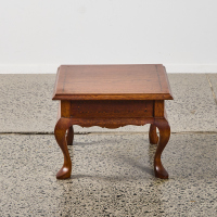 A Small Inlay Oak Side Table with Cabriole Legs and Pad Feet