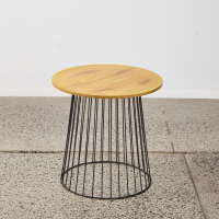 A Wire Based Side Table with Wooden Top