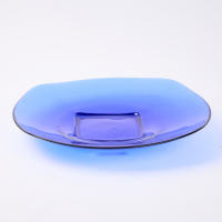 A Large Blue Glass Display Bowl