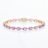 10ct Yellow Gold, 18cm Synthetic Pink Sapphire Bracelet