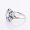 Art Deco, Platinum, Sapphire / .90ct Diamond Ring - 2