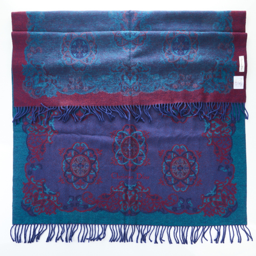 Christian Dior Blue 100% Wool Shawl