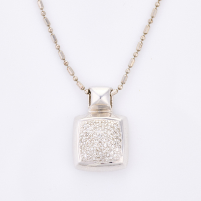 9ct White Gold, .33ct Diamond Pendant on Silver Chain