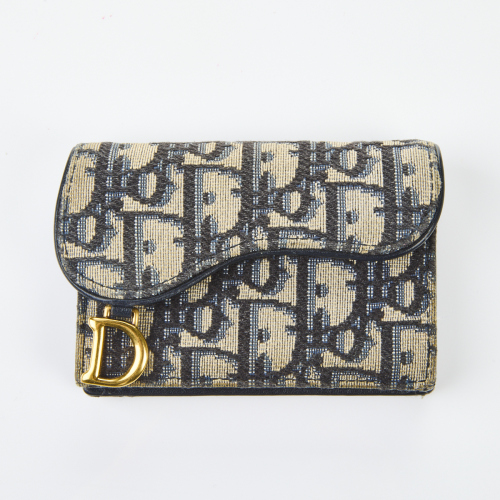 Christian Dior Navy Saddle Bloom Cardholder Wallet