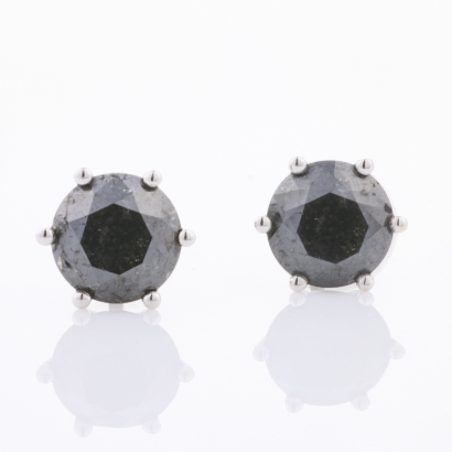 18ct White Gold, 2.92ct Black Diamond Stud Earrings