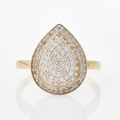 9ct Yellow Gold, .25ct Pear Shaped Cluster Diamond Ring