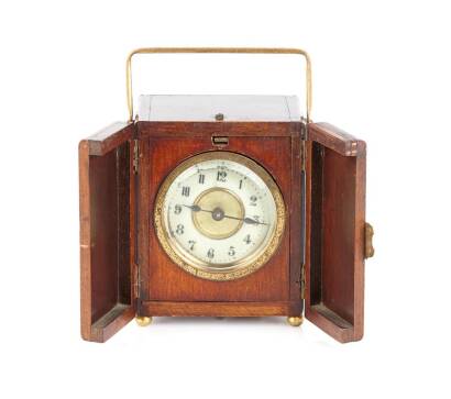 A Small Edwardian Period Mahogany Cased Travelling Clock
