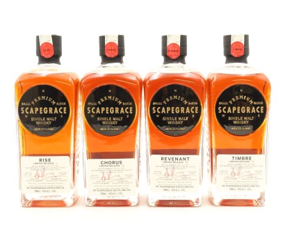 (1) Scapegrace Small Premium Batch Single Malt New Zealand Whiksy Collection - Rise I, Chorus II, Revenant III, Timbre IV, 4 Bottles Sold as One Lot