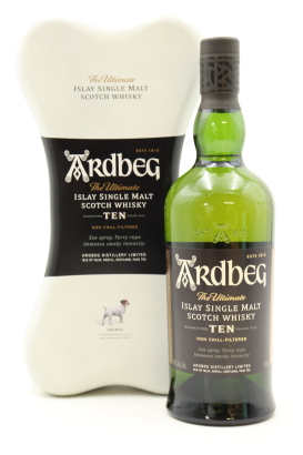(1) Ardbeg 10 Year Old Scotch Whisky Ardbone Gift Tin, 46% ABV (GB)