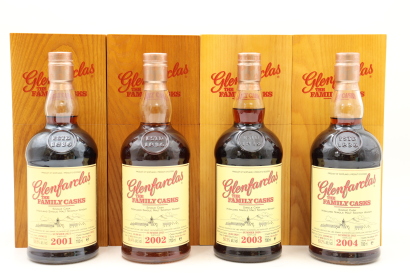 (1) Glenfarclas 2001-2004 The Family Casks Single Cask Vintage Single Malt Scotch Whisky, 4 Bottles Sold as One Lot