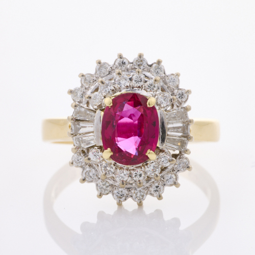 14ct Yellow/ White Gold, 1.10ct Ruby / .61ct Diamond Ring