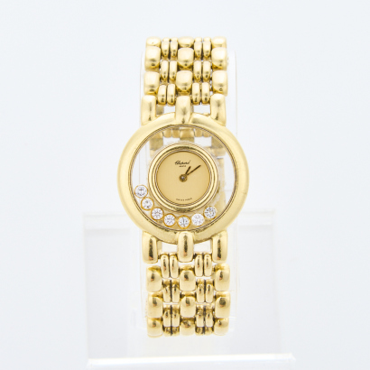 18ct Yellow Gold, Chopard, 25.5mm "Happy Diamonds" Ladies Quartz Wristwatch