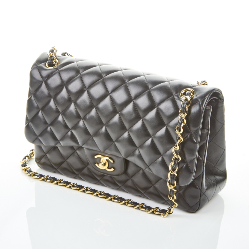 Chanel Black Double Flap Lambskin Large Bag