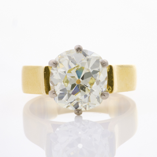 18ct Yellow Gold, Important 4.21ct Old Mine Cut Diamond Ring