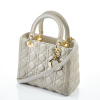 Christian Dior Medium Quilted Silver Lambskin Leather Lady Dior Bag