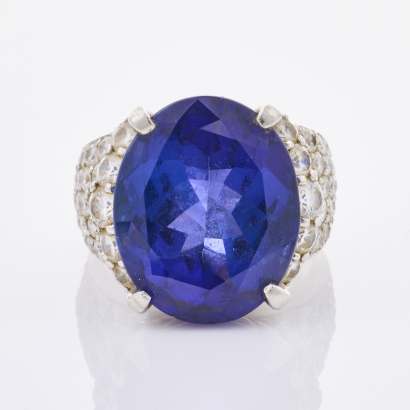 Platinum, 15.60ct Tanzanite / 2.90ct Diamond Ring