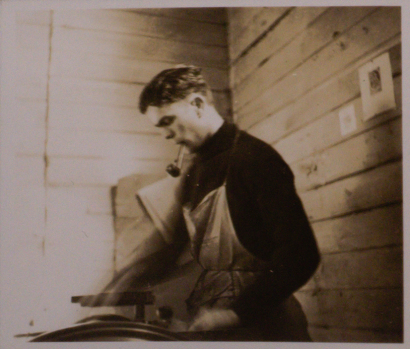 ATTR. LAWRENCE BAIGENT untitled (Leo Bensemann in Workshop Smoking Pipe)