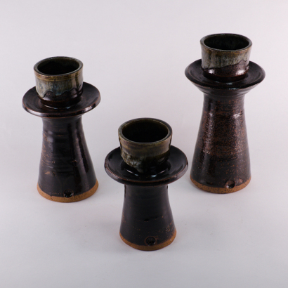 DOREEN BLUMHARDT trio of candlesticks / vases