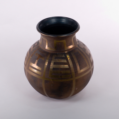 PAUL LIARD lobed vase with gold highlights