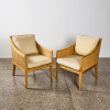 A Pair Of Custom Made Oak And Rattan Chairs By Paradigm Design