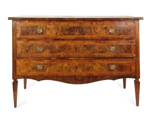 An Italian Commode of Three Drawers in Walnut