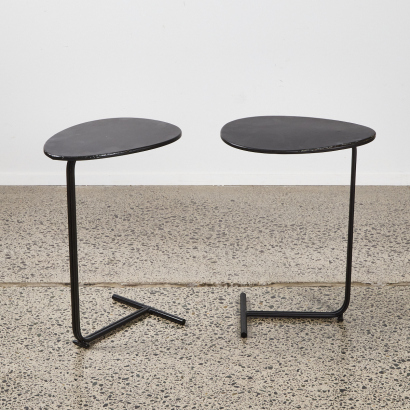 A Pair of Minimal Black Metal Side Tables