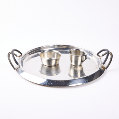 A Stainless Steel Serving Tray and Jug