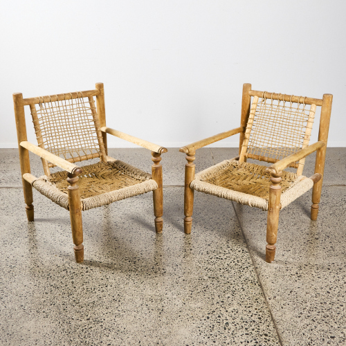 A Pair Of Mid-Century Charpoy Armchairs Afghanistan