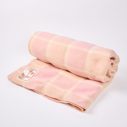 A Pink Checkered Napier 'Coronet' Wool Blanket