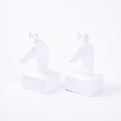 A Pair of White Horse Bookends