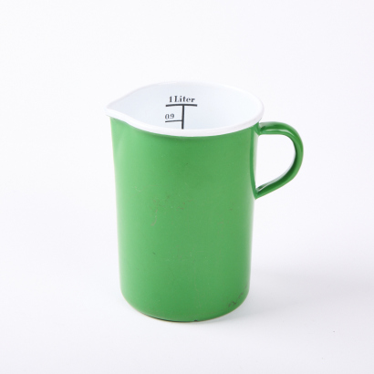 A Bright Green Enamel Measuring Jug