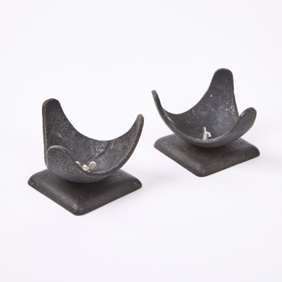 A Pair Of Iron Brutalist Candleholders